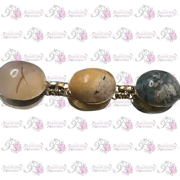 1940s scarab bracelet EGYPTIAN STYLE GOLD real gem stone healing crystals πβοΈ - Picture 4 of 12